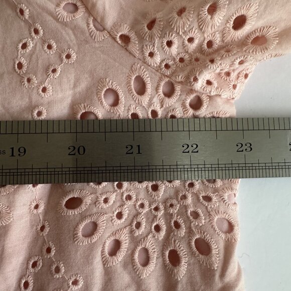 PrettyGarden Blouse‎ Womens XL Peachy Pink Eyelet Button Down L/S Boho Cottage - Picture 10 of 12